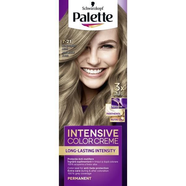 Palette Перманентна боя за коса - Schwarzkopf Palette Intensive Color Cream, нюанс 7-21 Blond Cenusiu Mediu