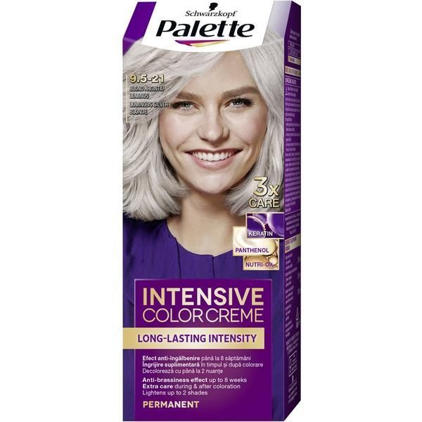 Palette Перманентна боя за коса - Schwarzkopf Palette Intensive Color Cream, нюанс 9.5-21 Blond Argintiu
