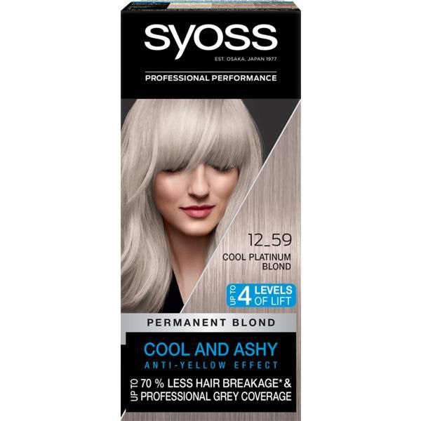Syoss Перманентна боя за коса-Syoss Professional Performance Permanent Blond Cool and Ashy Anti-Yellow Effect Baseline, нюанс 12_59 Cool Platinum Blond