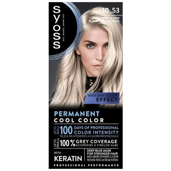 Syoss Перманентна боя за коса - Syoss Professional Performance Permanent Color с антижълт ефект, нюанс 10_53 Cool Light Blond