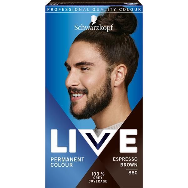 Live Перманентна боя за коса за мъже- Schwarzkopf Live Permanent Colour 100% Grey Coverage, nuanta 880 Expresso Brown