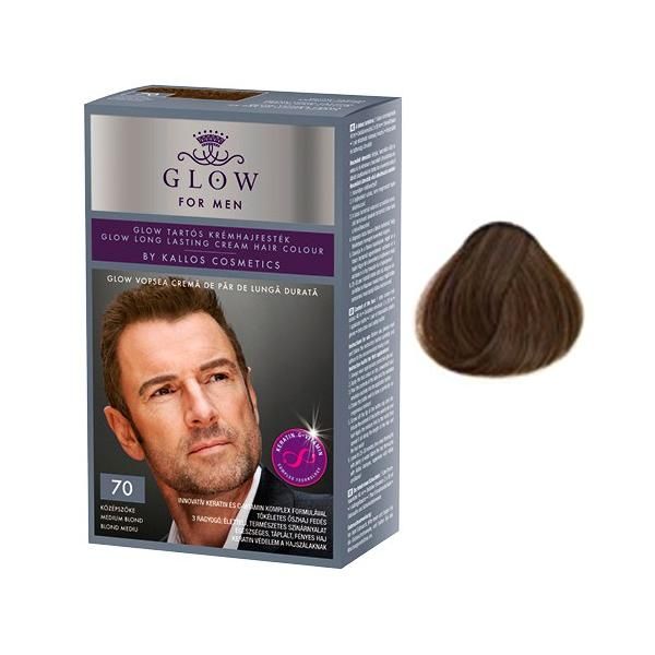 Kallos Перманентна боя за мъже - Kallos Glow For Men Long Lasting Cream Hair Colour Нюанс 70 Средно русо