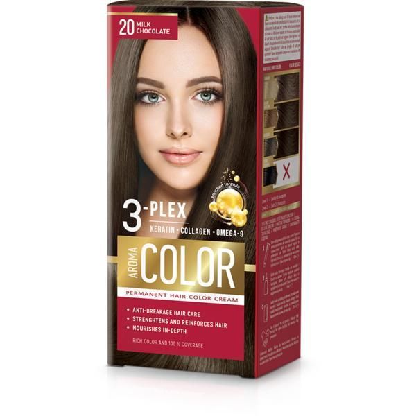 Aroma Перманентна крем боя- Aroma Color 3-Plex Permanent Hair Color Cream, нюанс20 Milk Chocolate, 90 мл