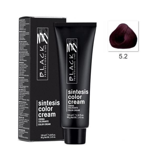Black Professional Line Перманентна крем боя - Black Professional Line Sintesis Color Cream, нюанс 5.2 Violet Light Brown, 100мл