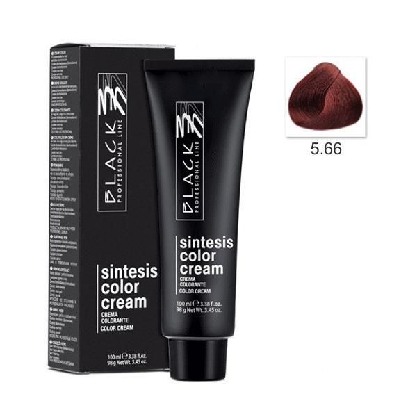 Black Professional Line Перманентна крем боя - Black Professional Line Sintesis Color Cream, нюанс 5.66 Flame Red, 100мл