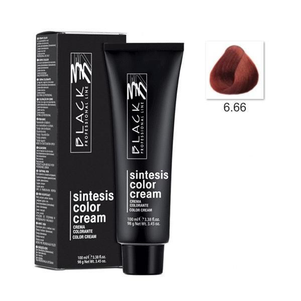Black Professional Line Перманентна крем боя - Black Professional Line Sintesis Color Cream, нюанс 6.66 Bright Red, 100мл