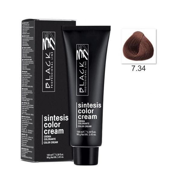 Black Professional Line Перманентна крем боя - Black Professional Line Sintesis Color Cream, нюанс 7.34 Caramel, 100мл