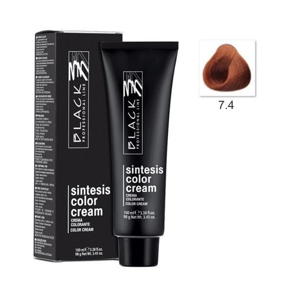 Black Professional Line Перманентна крем боя - Black Professional Line Sintesis Color Cream, нюанс 7.4 Copper Medium Blond, 100мл