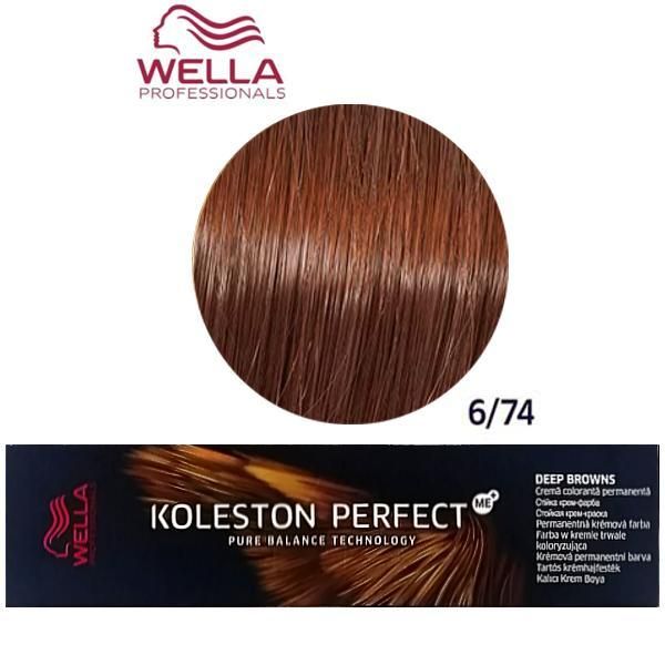 Wella Professionals Перманентна крем боя - Wella Professionals Koleston Perfect ME+ Deep Browns, нюанс 6/74 тъмно русо червен кестен