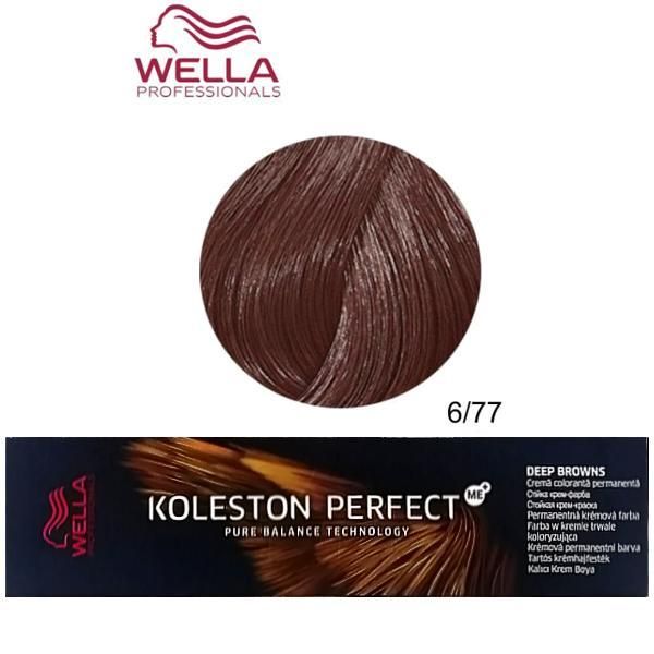 Wella Professionals Перманентна крем боя - Wella Professionals Koleston Perfect ME+ Deep Browns, нюанс 6/77 тъмно русо интензивно кестеняво