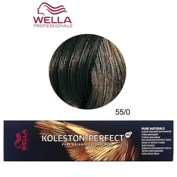 Wella Professionals Перманентна крем боя - Wella Professionals Koleston Perfect ME+ Pure Naturals, нюанс 55/0 интензивно светло кестеняво