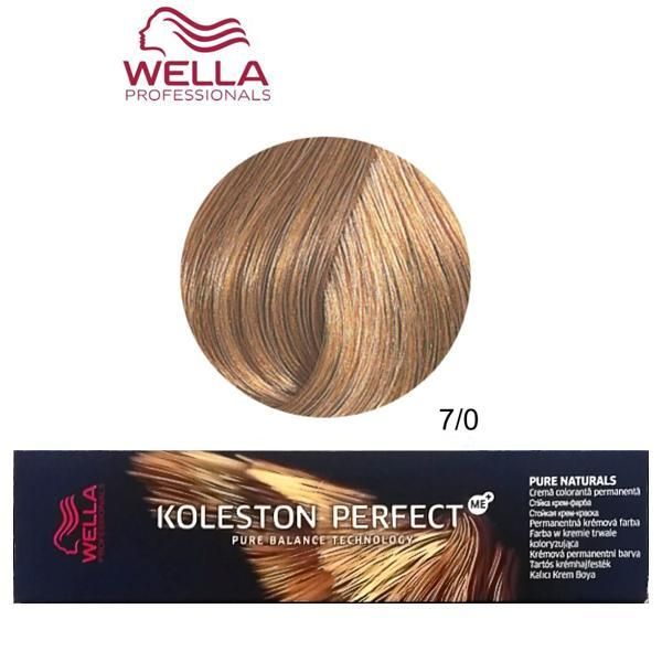 Wella Professionals Перманентна крем боя - Wella Professionals Koleston Perfect ME+ Pure Naturals, нюанс 7/0 средно русо