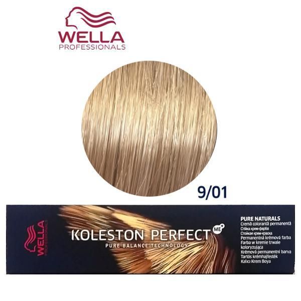 Wella Professionals Перманентна крем боя - Wella Professionals Koleston Perfect ME+ Pure Naturals, нюанс 9/01 ярко русо естествено пепелно
