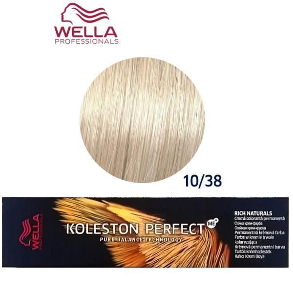 Wella Professionals Перманентна крем боя - Wella Professionals Koleston Perfect ME+ Rich Naturals, нюанс 10/38 ярко русо златисто синьо