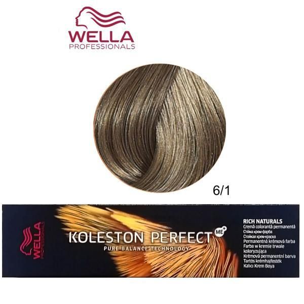 Wella Professionals Перманентна крем боя - Wella Professionals Koleston Perfect ME+ Rich Naturals, нюанс 6/1 тъмно пепелно русо