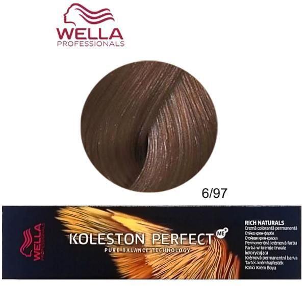 Wella Professionals Перманентна крем боя - Wella Professionals Koleston Perfect ME+ Rich Naturals, нюанс 6/97 тъмно русо синьо кафяво