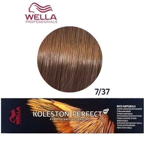 Wella Professionals Перманентна крем боя - Wella Professionals Koleston Perfect ME+ Rich Naturals, нюанс 7/37 средно русо златисто кестеняво