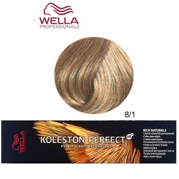 Wella Professionals Перманентна крем боя - Wella Professionals Koleston Perfect ME+ Rich Naturals, нюанс 8/1 светло пепелно русо