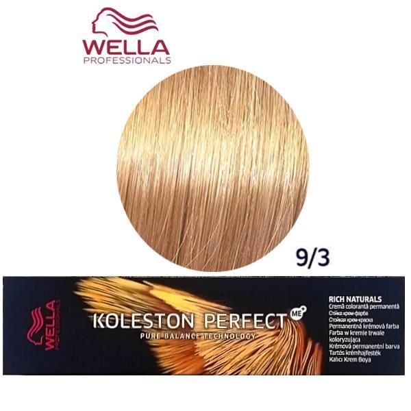 Wella Professionals Перманентна крем боя - Wella Professionals Koleston Perfect ME+ Rich Naturals, нюанс 9/3 светло златисто русо