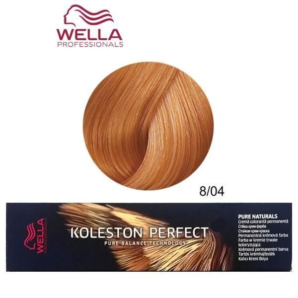 Wella Professionals Перманентна крем боя - Wella Professionals Koleston Perfect Pure Naturals, нюанс 8/04 Светло Русо Естествено червено