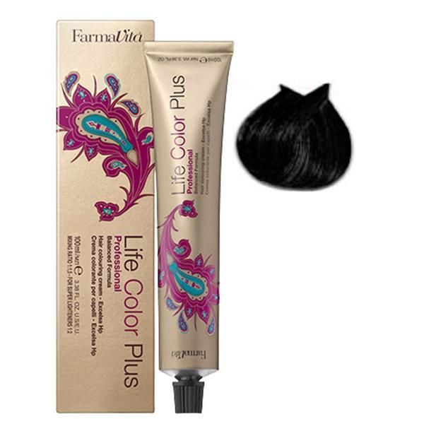 Farmavita Перманентна професионална боя - FarmaVita Life Color Plus, нюанс 1.0 Black, 100 мл