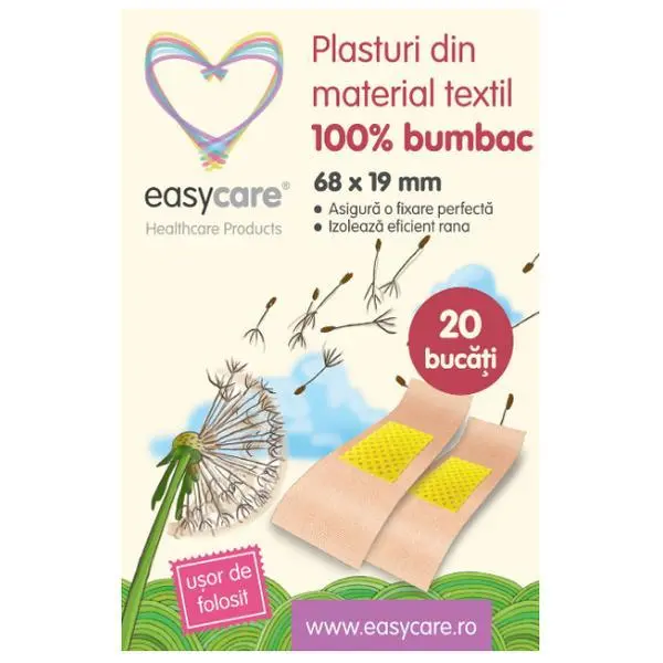 Easy Care Пластири от текстилен материал 100% Bumbac Easy Care, 68 x 19мм, 20 броя