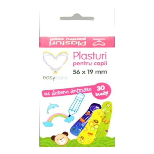 Easy Care Пластири за деца с анимационни десени Easy Care, 56 x 19мм, 30 броя