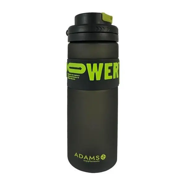 Adams Supplements Пластмасова бутилка за вода със сламка - добавки Adams, Power, черна, 1 бр