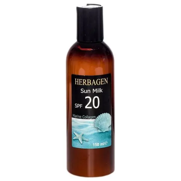 Herbagen Плажно мляко с морски колаген и слънцезащита - Herbagen Sun Milk SPF20, 150 мл