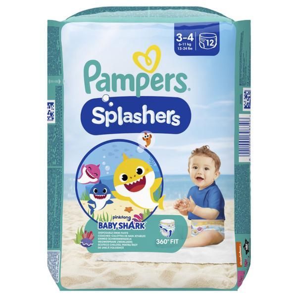 Pampers Пленки за плуване - Pampers Splashers Pinkfong Baby Shark, размер 3-4 (6-11 кг), 12 бр