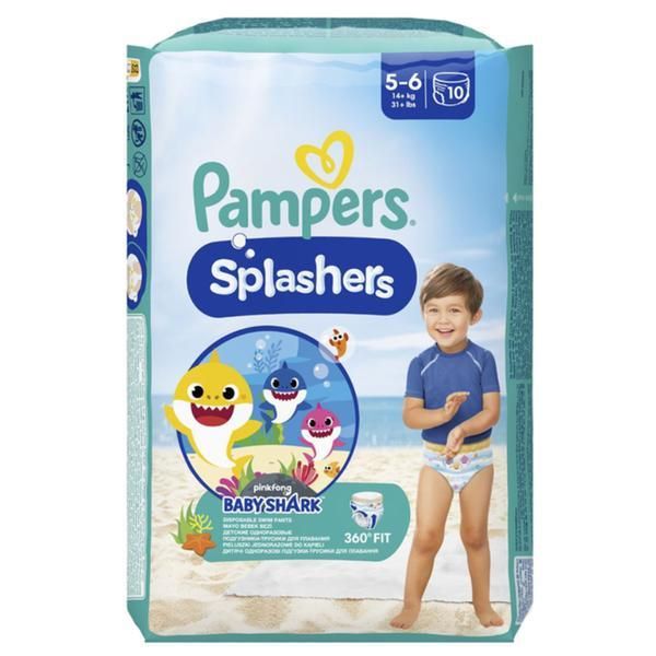 Pampers Пленки за плуване - Pampers Splashers Pinkfong Baby Shark, размер 5-6 (+14 кг), 10 бр