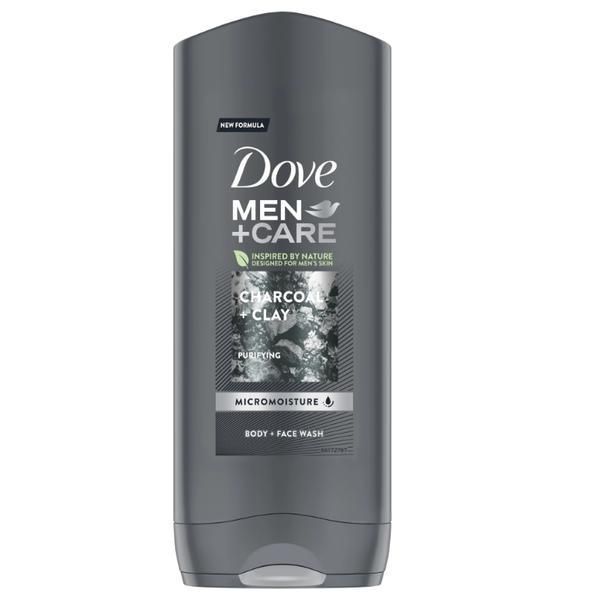 Dove Почистващ душ гел с глина и въглен за мъже - Dove Men + Care Charcoal + Clay Purifying Body and Face Wash, 400 мл