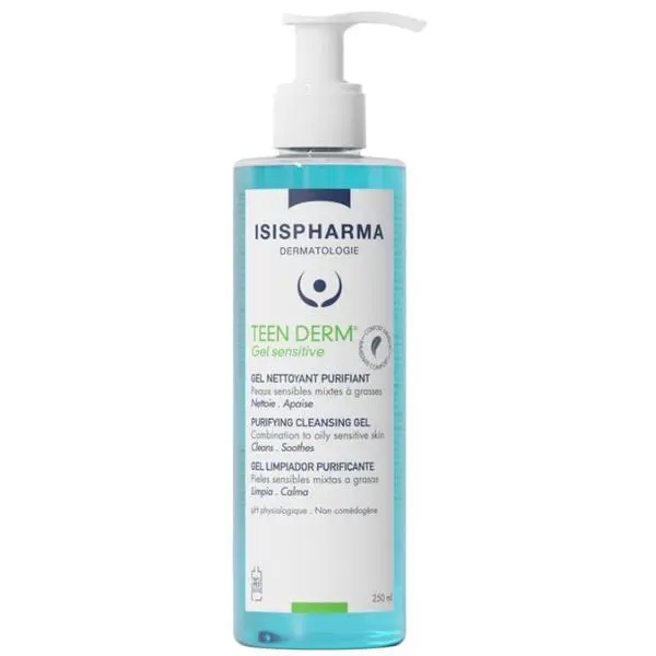 Isispharma Почистващ гел за чувствителна и склонна към акне кожа - Isispharma Teen Derm Gel Sensitive Purifying Cleansing Gel, 250 мл