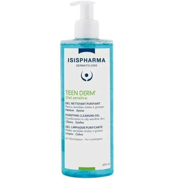 Isispharma Почистващ гел за чувствителна и склонна към акне кожа - Isispharma Teen Derm Gel Sensitive Purifying Cleansing Gel, 400 мл