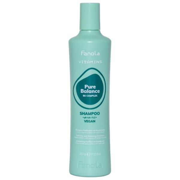Fanola Почистващ и балансиращ шампоан против пърхот - Fanola Vitamins Pure Balance Be Complex Shampoo, 350 мл