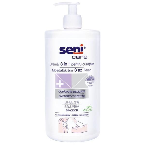 Seni Почистващ крем 3 в 1 за почистване на гърдите с урея 3%, Seni 1000 мл