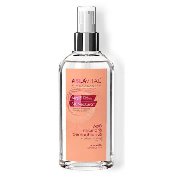 Aslavital Почистваща мицеларна вода с глина за чувствителна кожа - Aslavital Mineralactiv SKINectura Cleansing Micellar Water, 150 мл