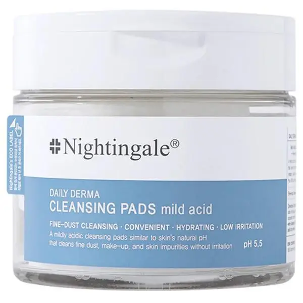 Nightingale Почистващи тампони за кожа - Nightingale Daily Derma Cleansing Pad Mild Acid, 70 тампона