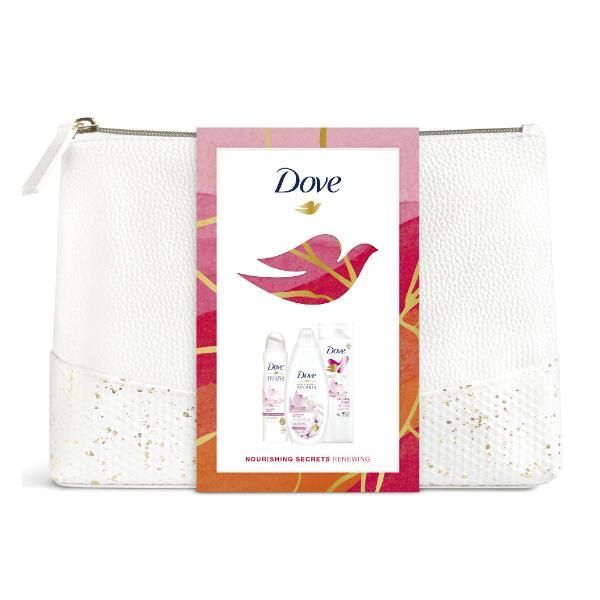 Dove Подаръчен комплект - Dove Nourishing Secrets Renewing Deodorant Spray 150 мл + 250 мл Душ гел + Лосион за тяло + Подаръчна чанта