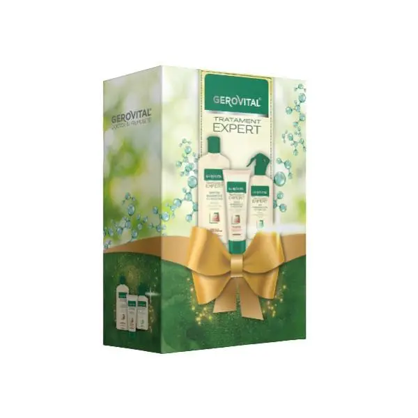 Gerovital Подаръчен комплект Gerovital Expert Treatment Gift Box: Регенериращ шампоан с кератин 250 мл, Регенерираща маска с кератин 150 мл