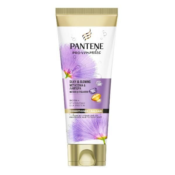 Pantene Подхранващ балсам за суха и груба коса - Pantene Pro-V Miracles Silky &amp; Glowing балсам, 200 мл