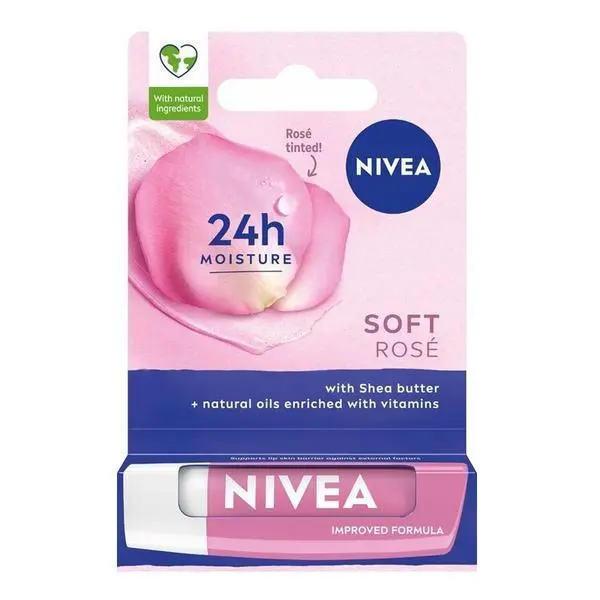 Nivea Подхранващ балсам за устни с роза - Nivea Lip Care Soft Rose, 4.8 гр