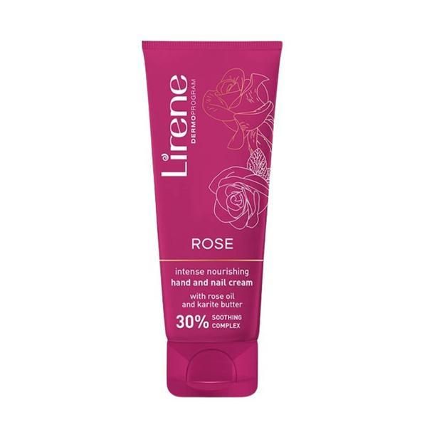 Lirene Подхранващ крем за ръце и нокти с роза - Lirene Dermo Program, 75 мл