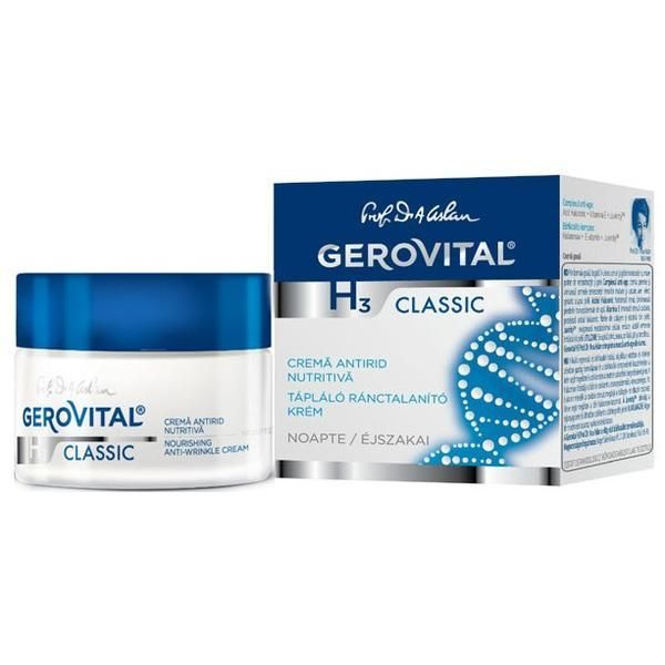 Gerovital Подхранващ нощен крем против бърчки - Gerovital H3 Classic Nourishing Anti-Wrinkle Cream, 50мл