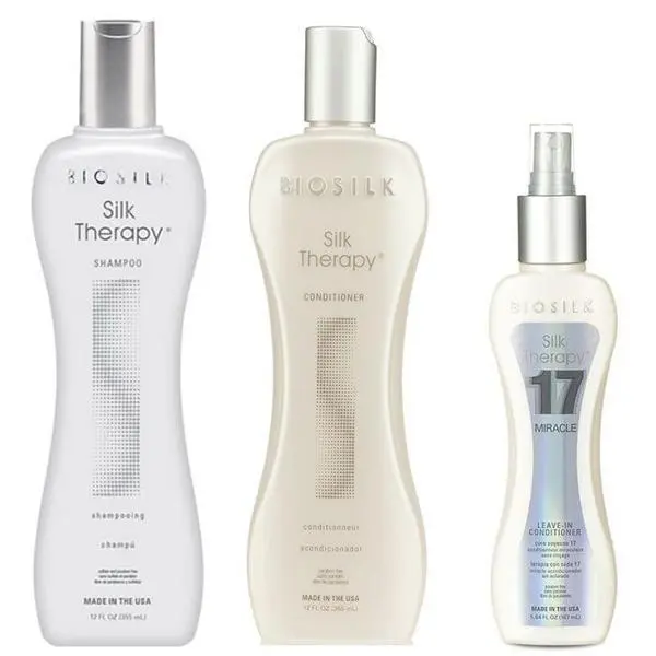 Biosilk Подхранващ пакет - Biosilk Farouk Silk Therapy: Шампоан 355 мл, Балсам 350 мл, Балсам без отмиване 167 мл