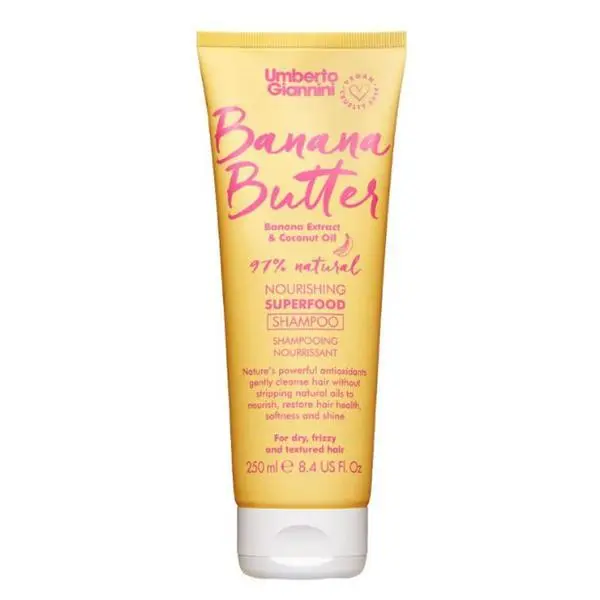 Umberto Giannini Подхранващ шампоан за суха, чуплива и текстурирана коса - Umberto Giannini Banana Butter Nourishing Superfood Shampoo, 250 мл