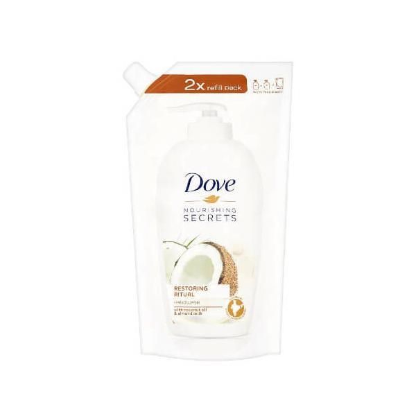 Dove Подхранващ течен сапун Reserve с кокосово масло и бадемово мляко - Dove Nourshing Secrets Restoring Ritual Hand Wash Refill Pack, 500 мл