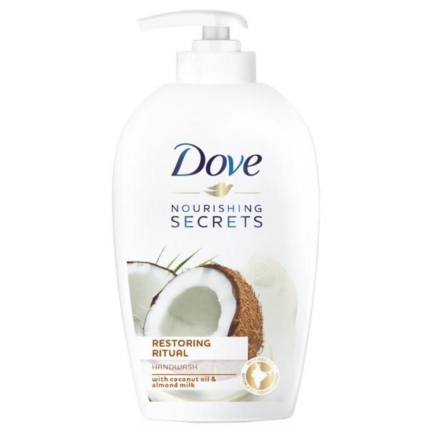 Dove Подхранващ течен сапун с кокосово масло и бадемово мляко - Dove Nourshing Secrets Restoring Ritual Hand Wash, 250 мл