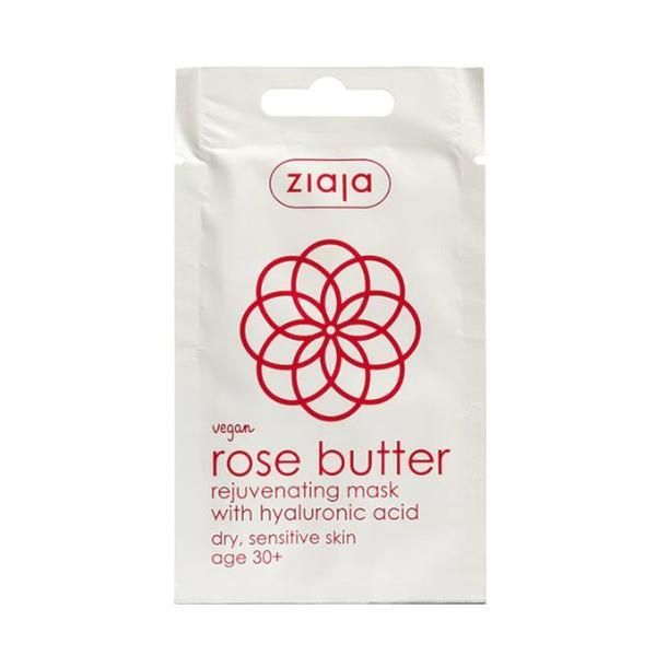 Ziaja Подмладяваща маска за лице с хиалуронова киселина и розово масло 30+ - Ziaja Rose Butter Rejuvenating Face Mask, 7 мл