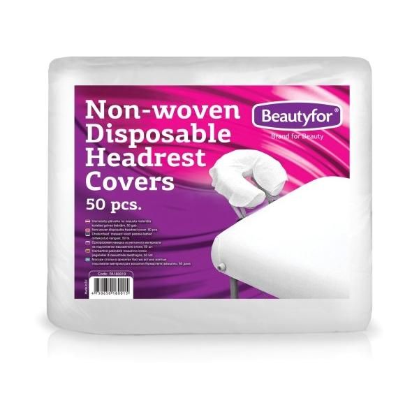 Beautyfor Покривало за защита на облегалките за еднократна употреба от нетъкан материал - Beautyfor Non-woven Disposable Headrest Covers, 50 броя